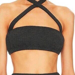 Dark Grey Ribbed Crop Top